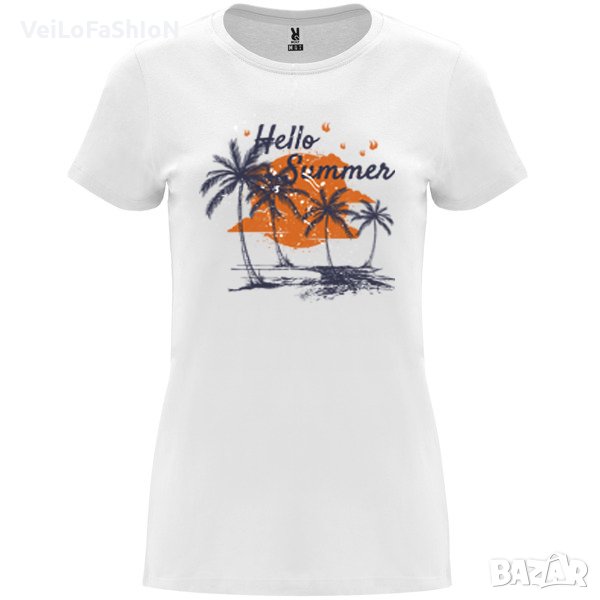 Нова дамска тениска HELLO SUMMER в бял цвят , снимка 1