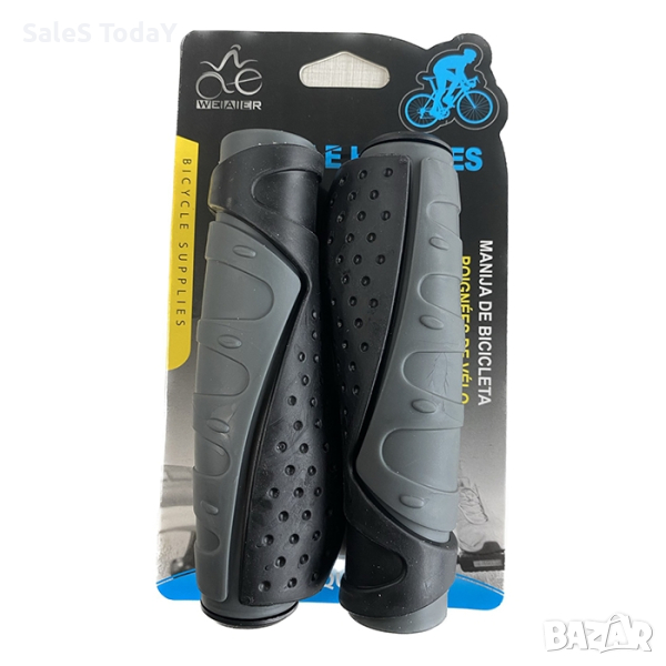 Дръжки за велосипед, гумени, 2бр, 22мм , Черно / Сиво, снимка 1