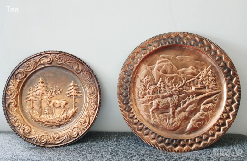 Медни пана за окачване с елени , снимка 1