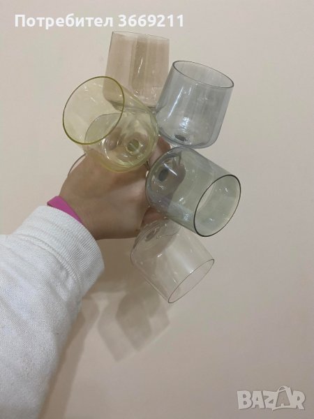 Интересни цветни стъклени чаши за аперитив , снимка 1
