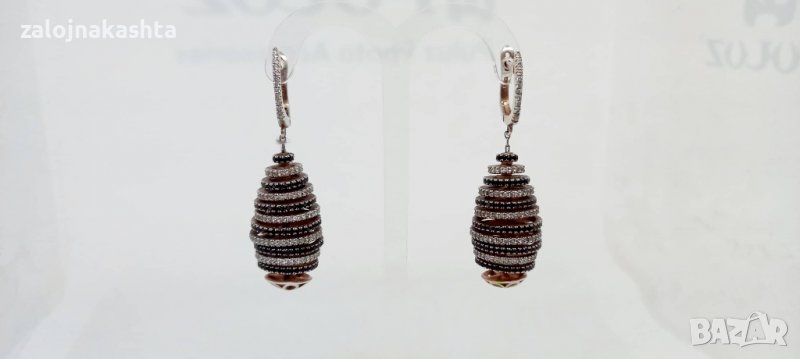 Сребърни обеци с позлата-24,38гр/14кр, снимка 1