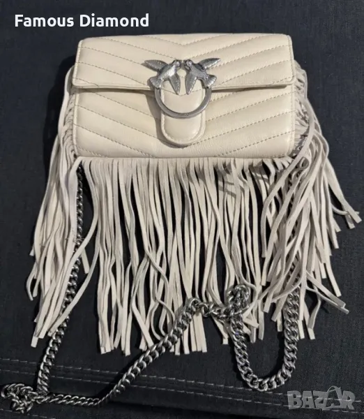 Pinko кожена чанта с ресни, снимка 1