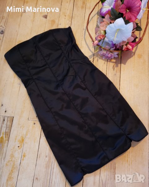 Черна сатенена рокля, снимка 1