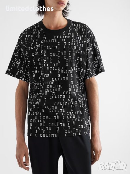 CELINE Black Monogram Digital Logo Print Мъжка Тениска size M и XL, снимка 1