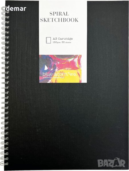 Скицник със спираловидна подвързия Blue Acorn A3 - 42x29,7 см - 70 страници (150 г/кв. м), снимка 1