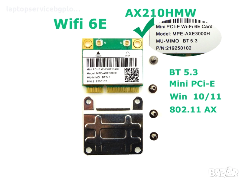 AX210HMW Mini PCI-E WiFi Card WiFi6E Intel AX210 AC8265 Wireless Module 6GHz Tri-Band Network Card B, снимка 1