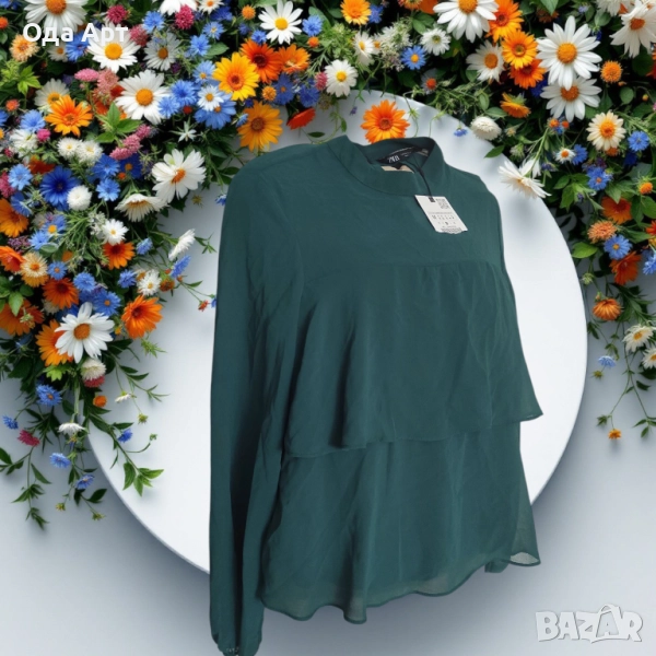 Zara, нова, изумрудена блуза, снимка 1