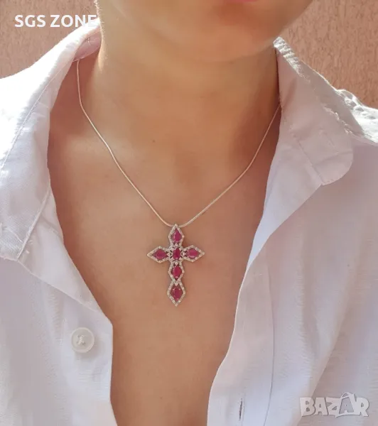 Кръст с Рубини и Сапфири, снимка 1