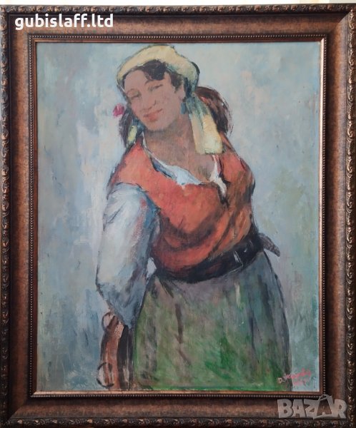 Kартина, "Циганка с дайре", худ.Д. Тодоров-Жарава(1901-1988), снимка 1