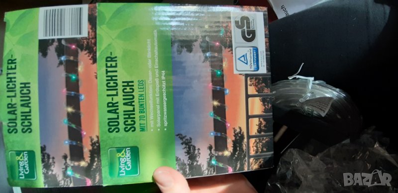 Соларни LED лампички в маркуч за навън, Цветни или бели, 7м и 8,9м - нови!, снимка 1