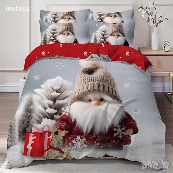 Двулицево коледно спално бельо (Реално изображение), 6 части - Модел WS17149, снимка 1
