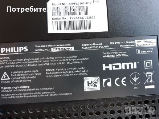 philips 32pfl3507H/12 на части, снимка 1