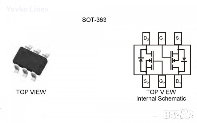 2N7002DW-7-F / SOT-363 marking - .702 / .K72 двоен N-FET транзистор - 10 БРОЯ, снимка 4 - Друга електроника - 32379358