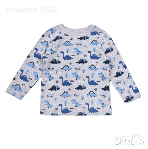 Блузка за момче, Динозаври,  Сиво/ синя, 9 - 12 месеца, снимка 1 - Бебешки блузки - 39625087