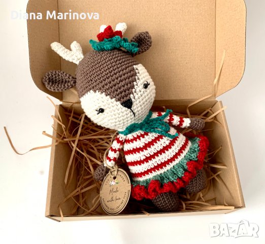Плетени играчки, коледни еленчета, играчки за деца, коледен подарък за дете, ръчна изработка, снимка 7 - Плюшени играчки - 38913263
