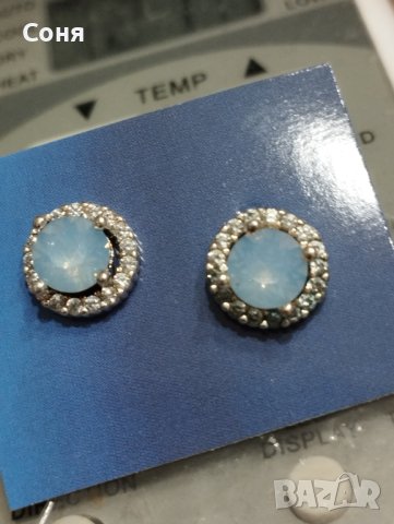 Обеци, обици с лунен камък и цирконий, снимка 9 - Обеци - 43492607