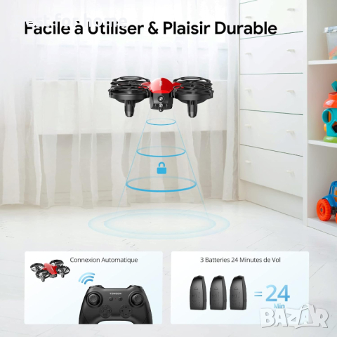 Tomzon A24 Mini Drone с 3 модулни батерии, снимка 6 - Дронове и аксесоари - 44905882