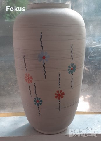 Огромна стара ваза - немска керамика с печат 50 - 60 те год., снимка 3 - Антикварни и старинни предмети - 37838872