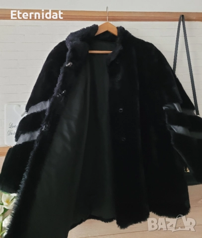 Черно зимно пухено палто , снимка 2 - Палта, манта - 51752268