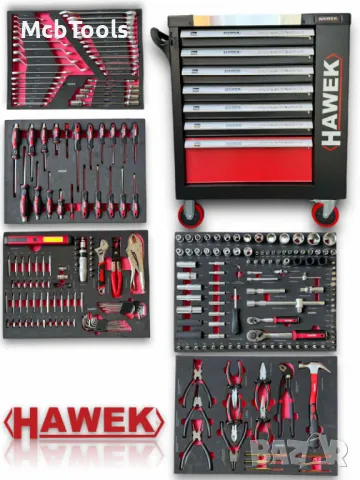 Професионален шкаф с инструменти HAWEK 261 части