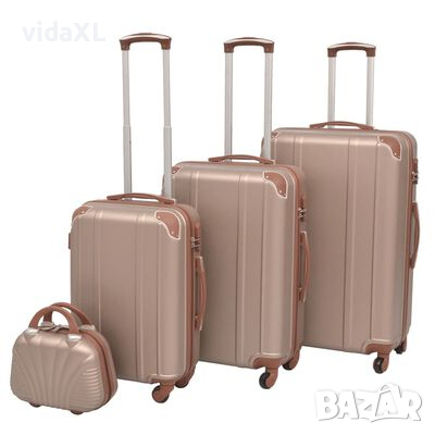 vidaXL Комплект от 4 броя твърди куфари на колелца, цвят шампанско（SKU:91193, снимка 1 - Други стоки за дома - 44934985