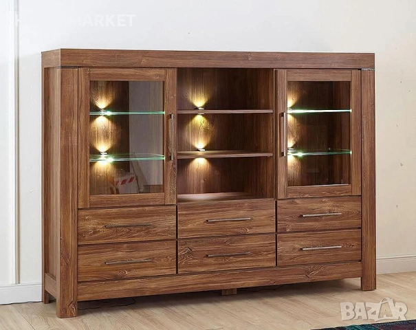 Витрина GENT KOM2W6S/13/17 с LED осветление  Размери:  Дълбочина: 42см  Широчина: 166см  , снимка 2 - Секции и витрини - 53562571