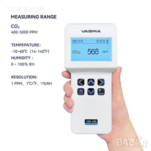 Нов точен CO2 Метър NDIR Технология Логер Температура Влажност VPD, снимка 4 - Друга електроника - 49693747