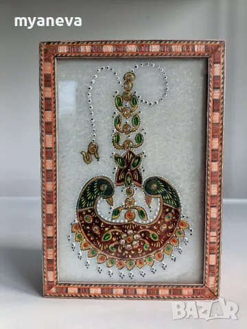 Кутия за бижута от Индия. Дървена с кадифе и богата орнаментика. , снимка 4 - Други - 48788332