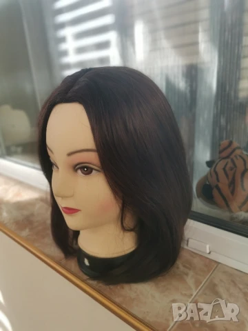 Нова тъмно кестенява перука 35 см Боб стил без бретон - мод.22, снимка 3 - Аксесоари за коса - 13441820