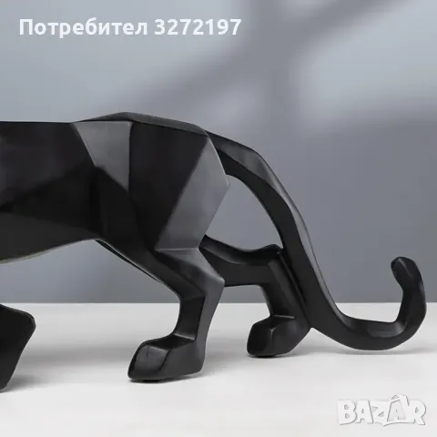 Модерна Абстрактна Геометрична Статуя на Пантера, снимка 4 - Статуетки - 48277476