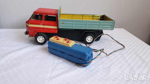 Стара китайска ламаринена играчка самосвал с дистанционно, снимка 11 - Колекции - 43674745