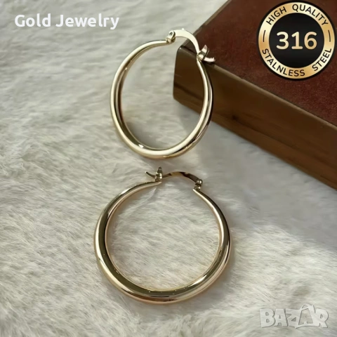 Хипоалергенни обици от медицинско злато, снимка 4 - Обеци - 53060656