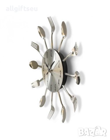 Кухненски часовник за стена с дизайн от вилици и лъжици, снимка 3 - Стенни часовници - 43641581