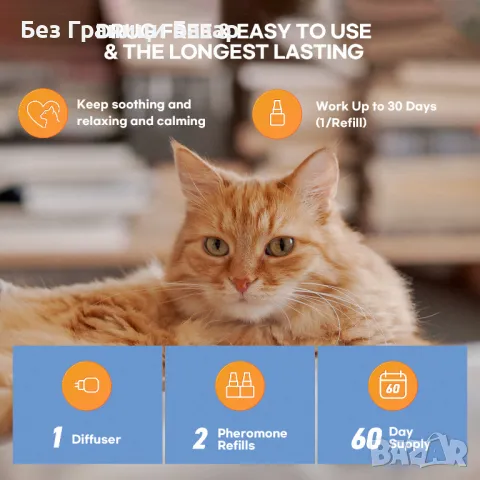 Нов Успокояващ дифузер за котки – 60 дни действие, феромони Антистрес , снимка 4 - За котки - 48681488