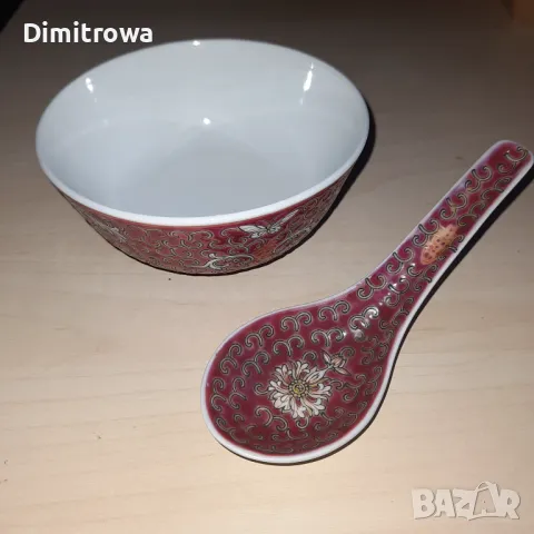 Намалена цена 16.00лв ВИНТИДЖ КИТАЙСКИ КОМПЛЕКТ КУПА И ЛЪЖИЦА ЗА ОРИЗ , снимка 1