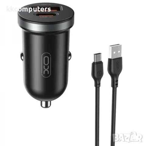 12V Зарядно за автомобил XO-CC56 30W/ PD, USB QC 3.0 / Type-C USB кабел / Черен / Баркод : 456450