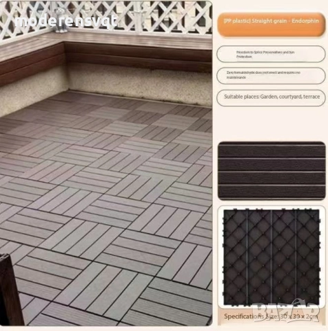 Декинг плочи WPC, тъмно кафяви - 30х30х2.2см, снимка 3 - Други - 51662461