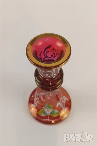 Ръчно рисуван стъклен свещник, снимка 5 - Други - 51387344