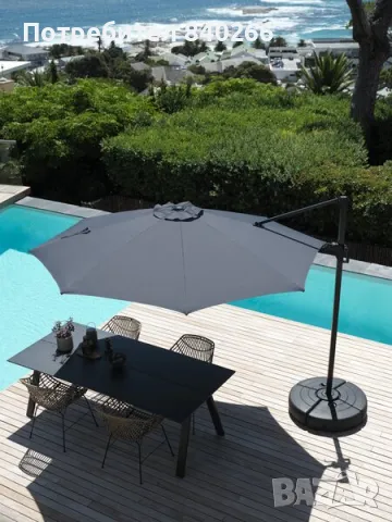 Висящ чадър TRONDHEIM  сив,3м диаметър, снимка 5 - Градински мебели, декорация  - 49561224