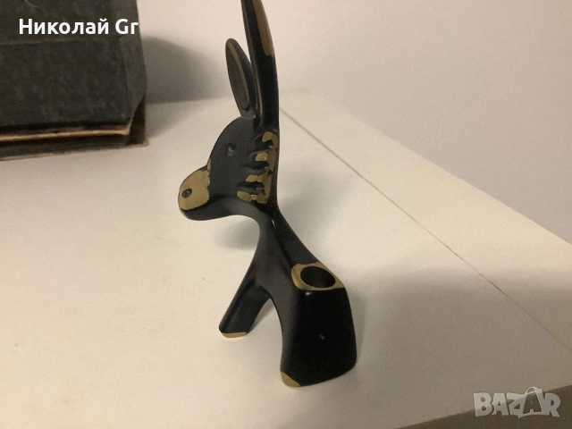 Декоративно магаре 1950 години Вена патиниран бронз височина 8´5 см стойка за химикалки Walter Bosse, снимка 4 - Декорация за дома - 52469758