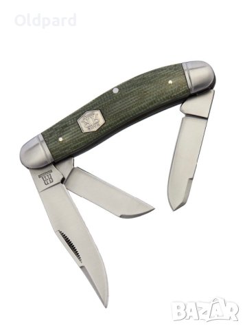 Колекционерски джобен сгъваем нож с три остриета RR Sowbelly Green Micarta Brushed. (RR1991), снимка 6 - Ножове - 43376225