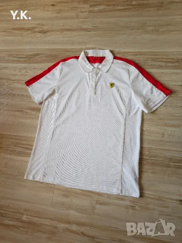 Оригинална мъжка тениска с яка Scuderia Ferrari, снимка 2 - Тениски - 50023770