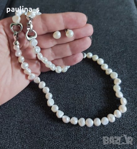 Зашеметяващ комплект от естествени бели сладководни перли, снимка 6 - Бижутерийни комплекти - 33618068