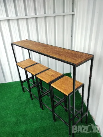 Бар столове и бар маса от дърво и метал за заведения и дома масив ръчна изработка , снимка 7 - Столове - 48221328