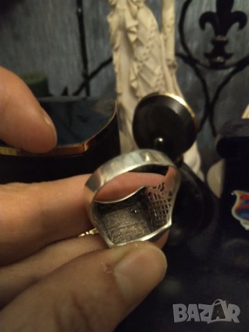 Мъжки масивен сребърен пръстен ръчна изработка с бял сапфир , снимка 6 - Пръстени - 43024561