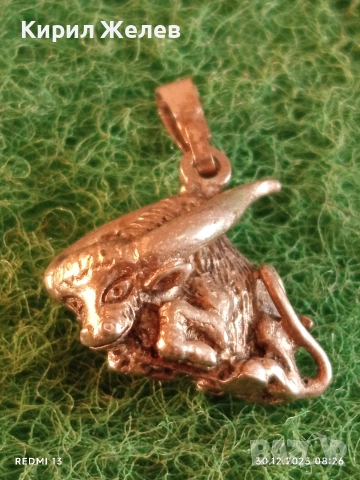 Зодия Телец сребърен медальон майсторска ръчна изработка 47799, снимка 3 - Колиета, медальони, синджири - 52933242