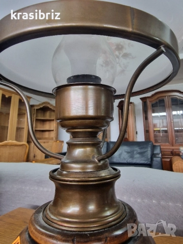 Лампа-Стъкло....Дърво /Орех /-внос от Германия!, снимка 3 - Настолни лампи - 52463023