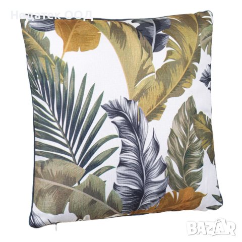 Възглавница, White Tropical Leaves, 50x50см, снимка 1 - Възглавници - 43846241