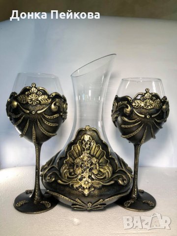 Декантер с две чаши, снимка 2 - Сервизи - 33293675