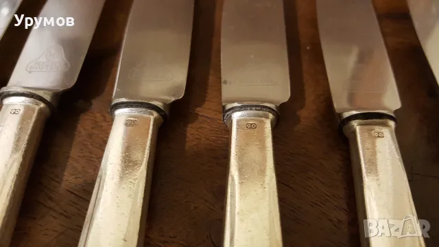 Винтидж трапезни ножове с посребрени дръжки Bruckmann Solingen – сет от 6 бр., снимка 6 - Прибори за хранене, готвене и сервиране - 47724707